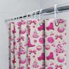 Vintage Christmas Shower Curtain with Pink Festive Print for Bathroom Decor 3D Waterproof Wall Covering Set for Home Decoration