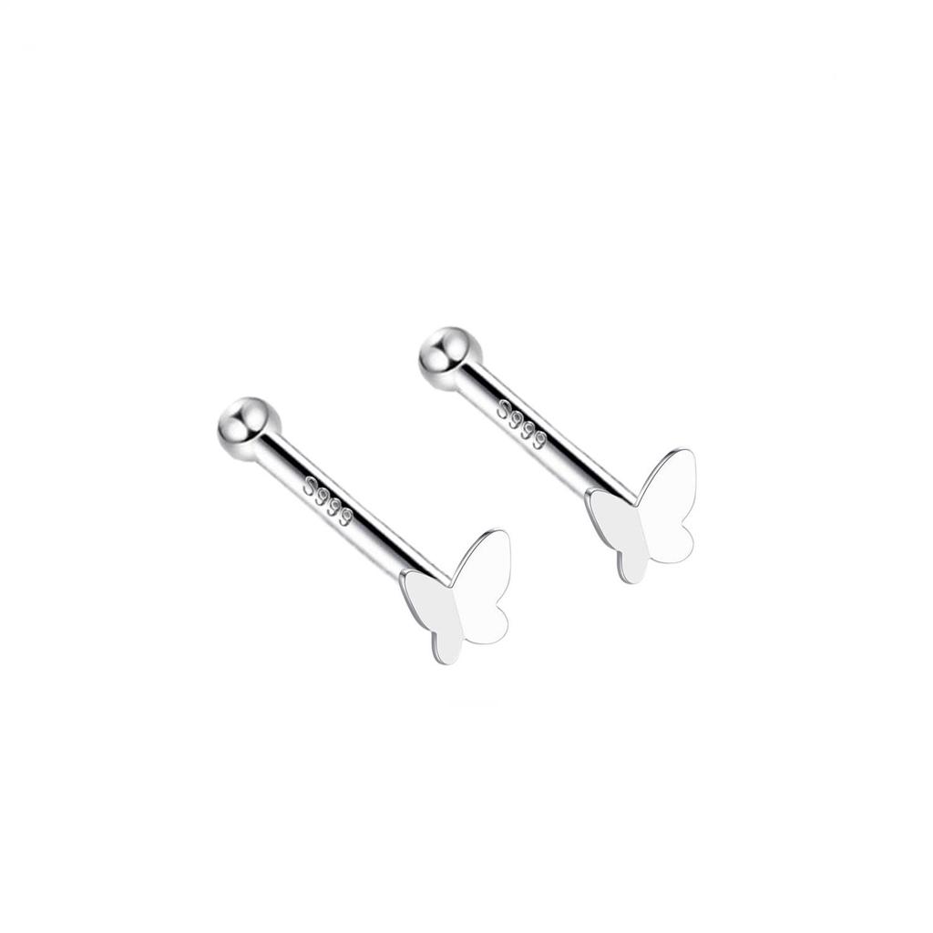 S999 Pure Silver Minimalist Women's Earrings – Small Bean Ear Bone Studs, Anti-Blocking Design for Commuting