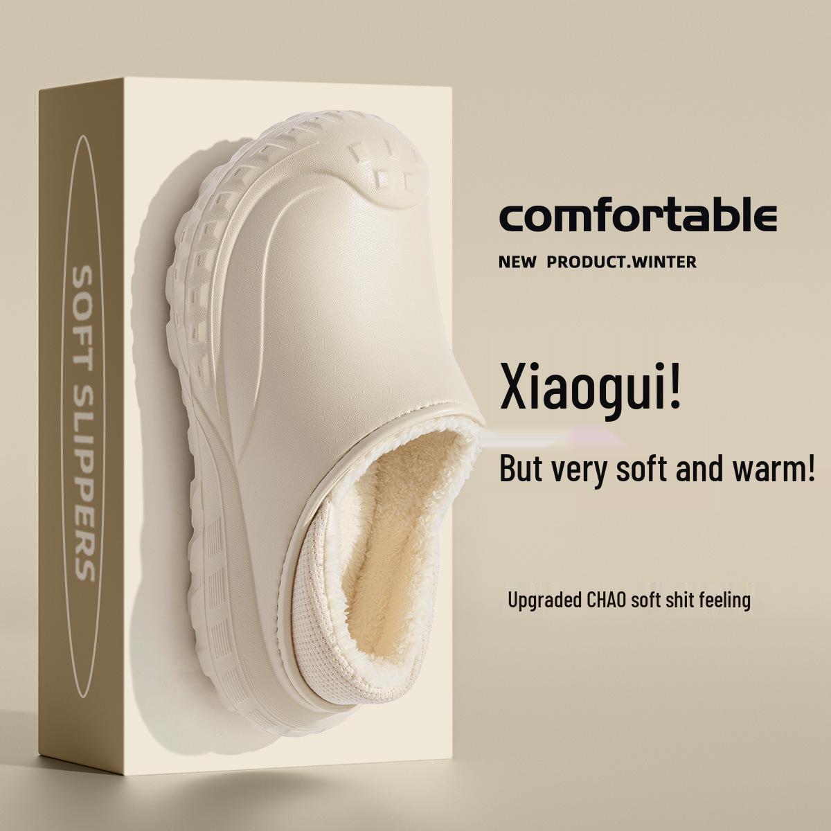 

Зимние водонепроницаемые нескользящие тапочки для мужчин и женщин - Толстые, с закрытой пяткой, теплые хлопковые туфли для ношения в помещении и на улице 36-37