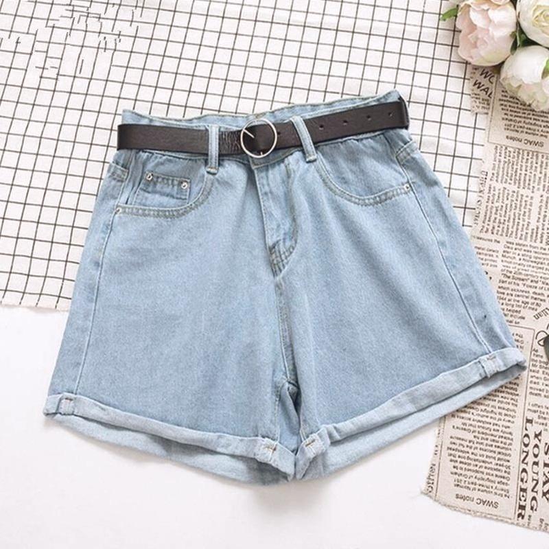Fashion Women Denim Shorts Crimping High Waist Wide Leg Slim Summer Jeans Shorts Girls Sexy Shorts Pants