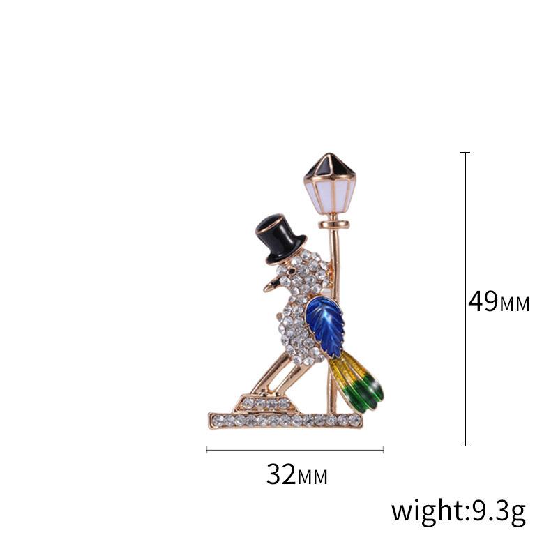 Feng Shui Diamond Dripping Oil Bird Brooch Simple And Stylish Three-Dimensional Animal Accessories
