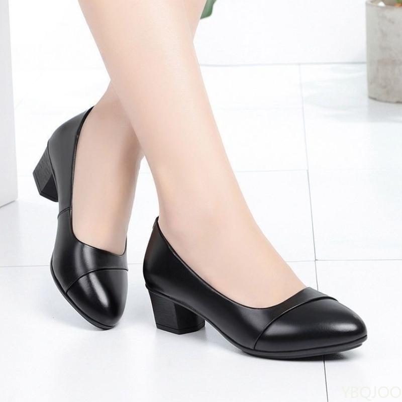 Sapatos de Salto Alto Femininos Confortáveis Antiderrapantes da Moda com Solado Macio para Primavera e Verão, Salto Médio Novo, Sapatos Femininos para Mãe e Trabalho