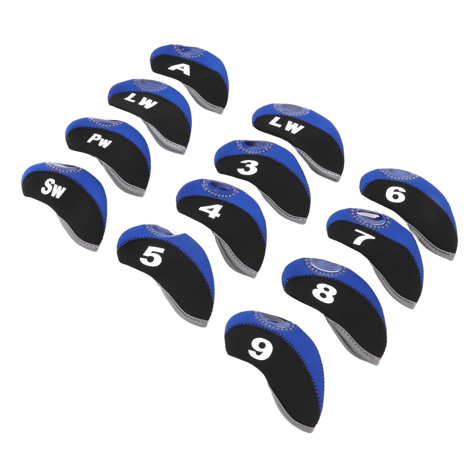 12 PCS Golf Club Head Covers Golf Iron Pole Number Cover Club Protective Head Cover Black Royal Blue