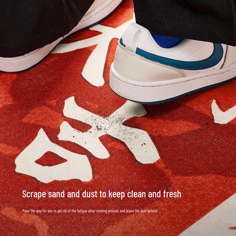 Red Festive Snake Year 2025 Anti-Slip Door Mat for New Home - Customizable Foot Mat for Entrance