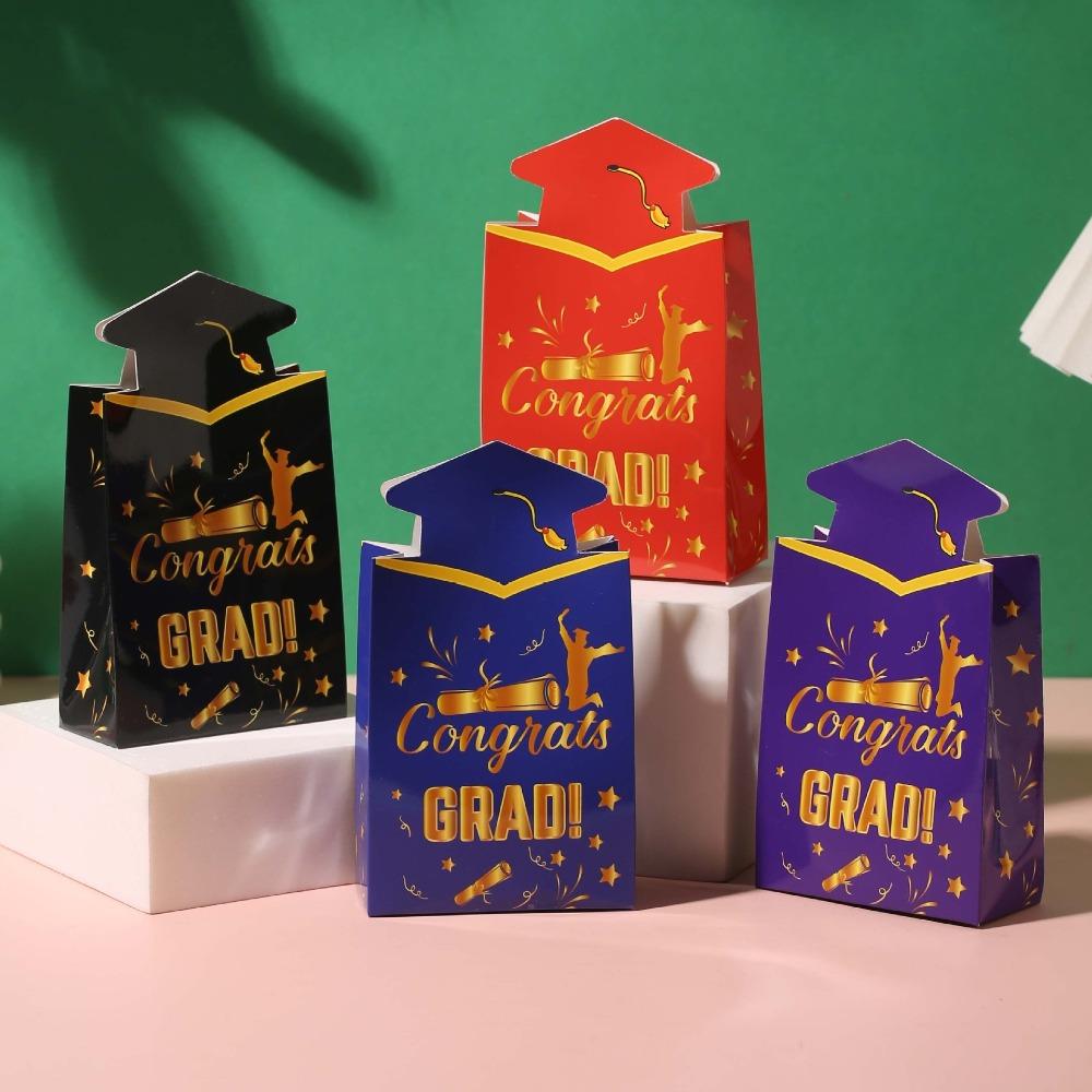 20pcs Celebration Doctoral Cap Box Congrats Grad Candy Gift Bag Durable Chocolate Box Gift Giving