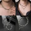 Mens Hip Hop Double Layer Spliced Sword Pendant Necklace With Geometric Design For Streetwear Style