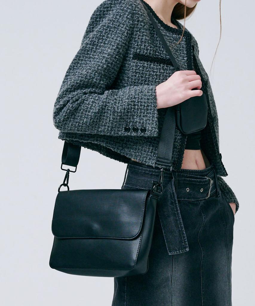 Bymoss Keyring Leather Mini Crossbody Bag 2 - Black