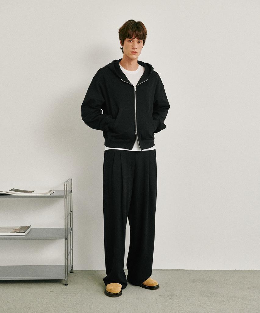 Glw Essential Two-Way Crop Zip-Up Hoodie Black