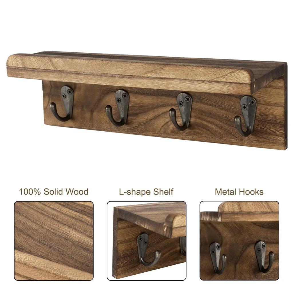 Wooden household living room wall-mounted wall rack Magazine letter hanger Key porch storage