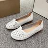 Fashion 2025new Spring PU Leather Solid Color Hollow Breathable Mother's Shoes Comfortable Round Head Fashion Bow Decoration Women Shoes