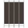 4 Panel Room Divider In Brown 160 X 220 Cm Fabric