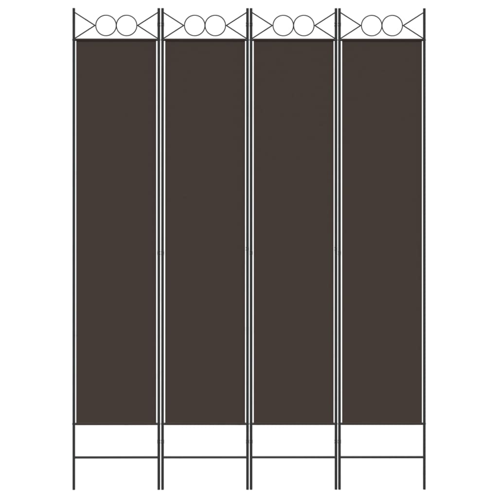 4 Panel Room Divider In Brown 160 X 220 Cm Fabric