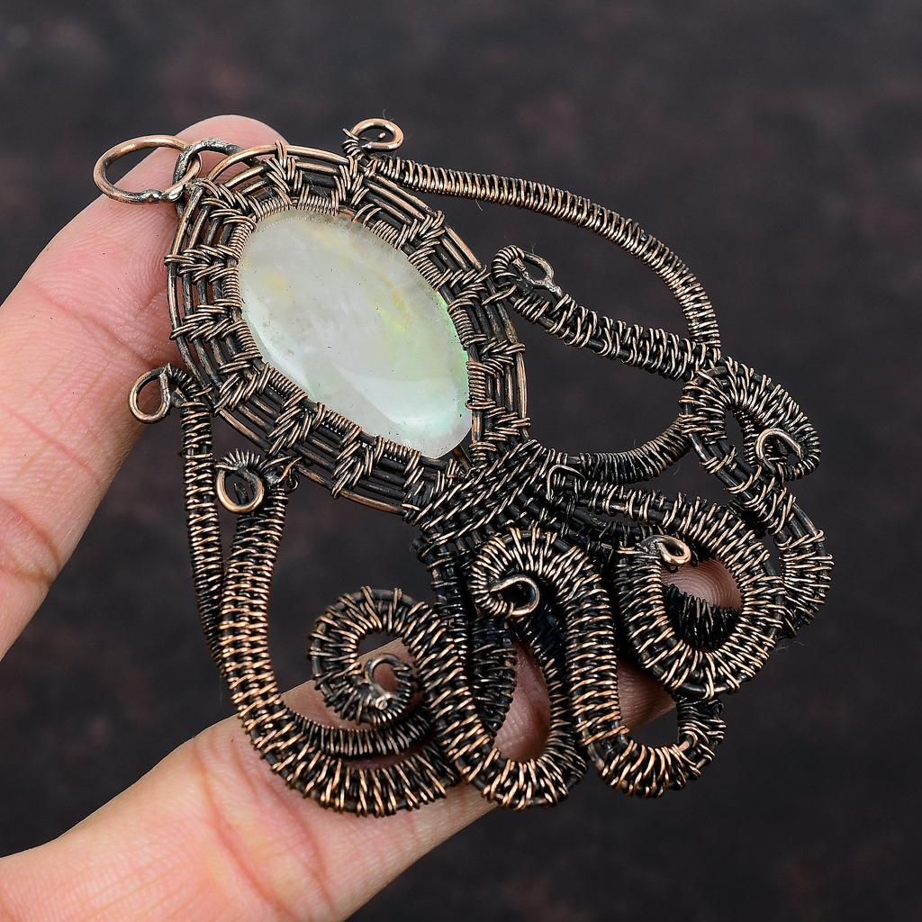 Rainbow Mystic Opal Pendant Copper Wire Wrapped Jewelry Octopus Design Pendant Gemstone Jewelry Copper Pendant Handmade Jewelry Wedding Gift