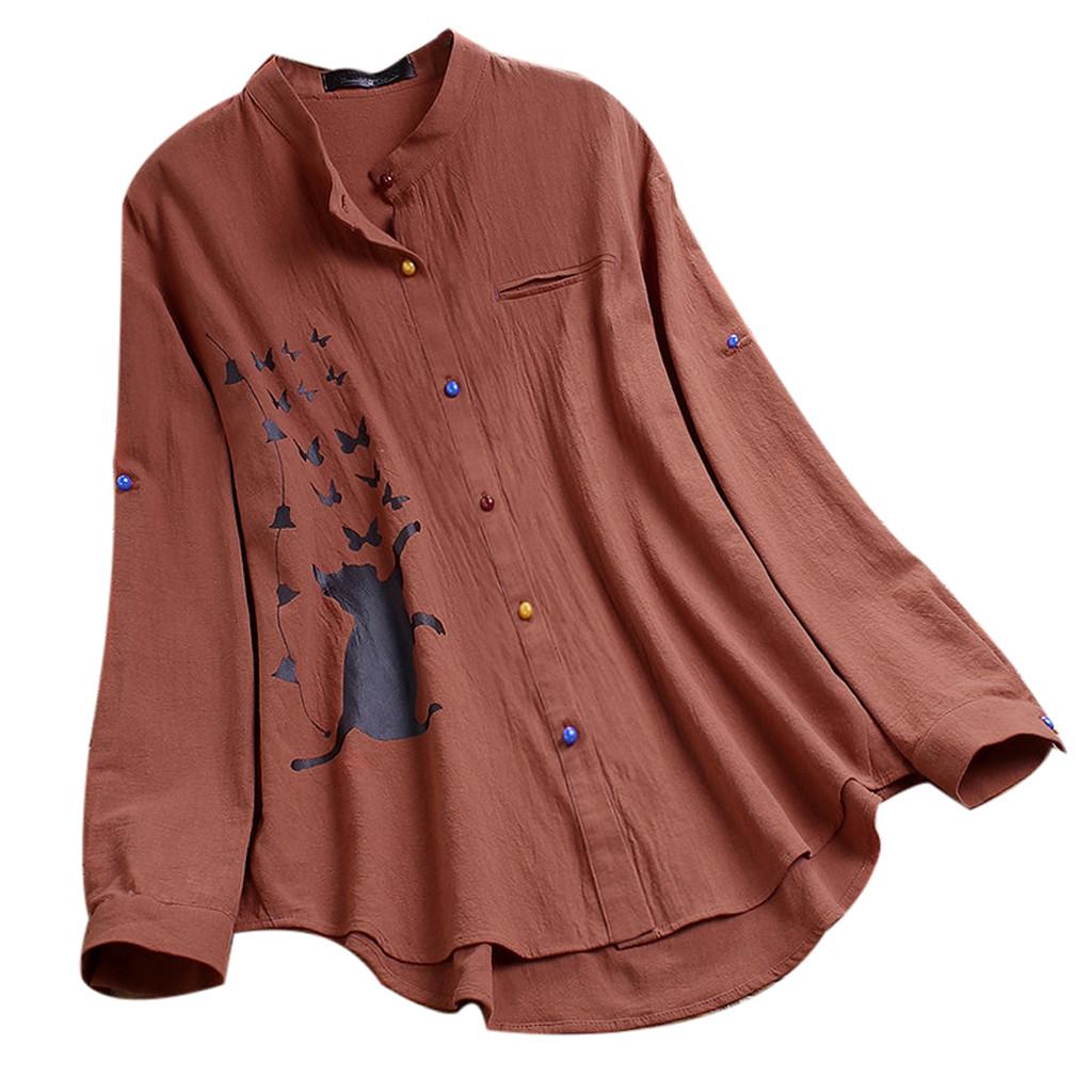 Buy Women Casual Cat Print Long Sleeve 