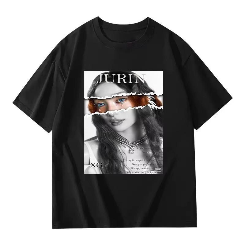 Summer Fashion Trendy Tee Men Women Vintage Top XG Juria Y2K Vintage Graphic cotton T-Shirt Cott0on Casual Tshirts Hip Hop Streetwear Oversized Tshirt