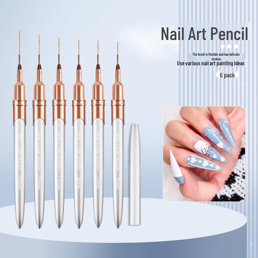 

Ultra-Fine Silver Liner Nail Art Brush Set, 6-Piece Metal Handle