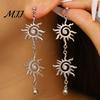 Retro Bohemian Earrings Bracelet Double Sun Spiral Pendant Ethnic Style Micro-Paved Cubic Zirconia Inlaid Shape Drop Jewelry Gift