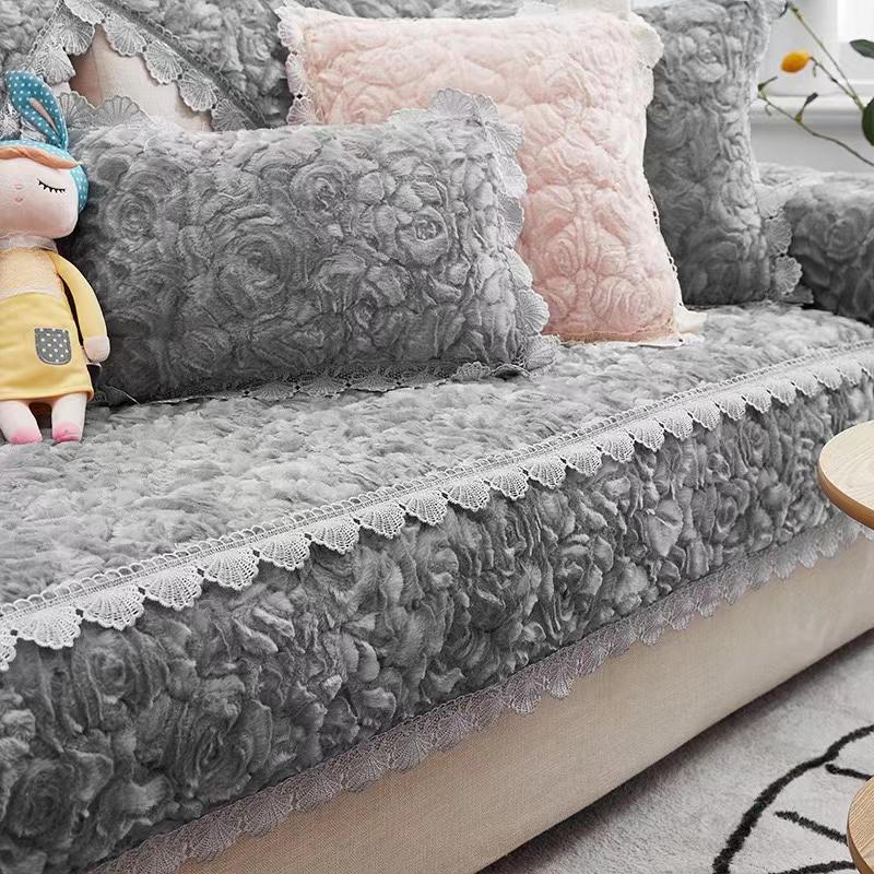 Winter Warm Soft Velvet Universal Sofa Cover Luxury Thick Plush Sofa Towel Sectional L-shaped Couch Cover Bay Window Mat