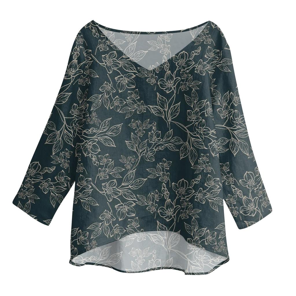 3/4 Length Sleeve Womens Tops Summer Trendy  V-Neck Blouses Dressy Casual  T-Shirt Summer Outfits Beach Vacation
