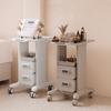 Cărucior Salon de Înfrumusețare cu Roți Pivotante 360° Banc de Lucru cu Instrumente Cărucior Clinic Dentar Raft de Depozitare cu Sertar Unic Cărucior Mobil
