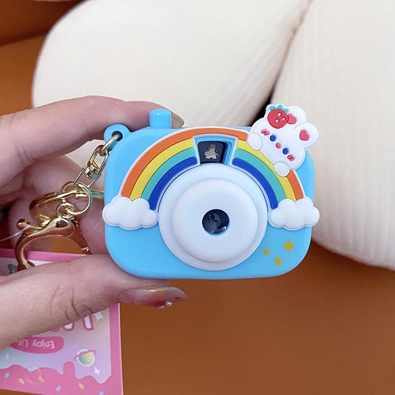 Cute Cute Rainbow Projection Camera Keychain Couple Schoolbag Exquisite Pendant Keychain Female