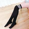 Flirty College-Style Black & White Striped Over-the-Knee Socks, Size 7