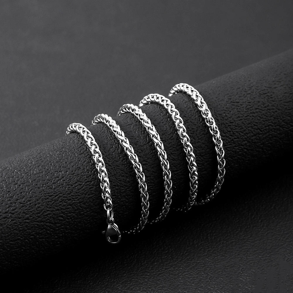 Fashion Stainless Steel Chain Necklace Hip Hop Style Silver Waterproof Cuban Link Snake Rope for Party Men Women