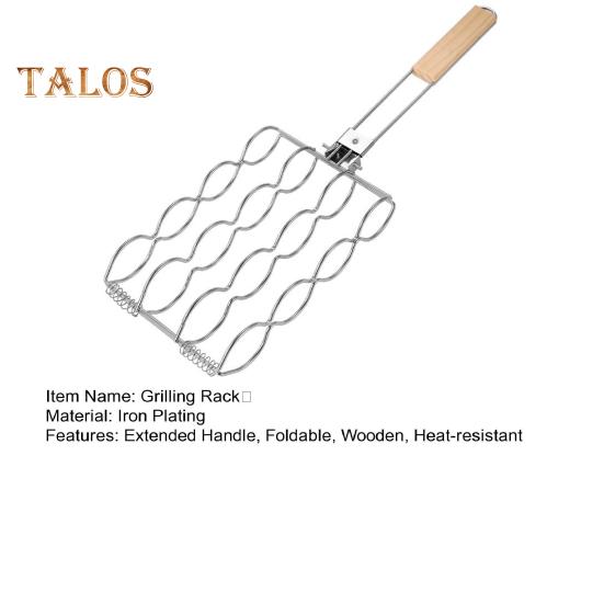 Corn Grill Basket with Wooden Handle Stainless Steel Folding Grilling Baskets Outdoor Camping BBQ Rack for Fish Shrimp Vegetables