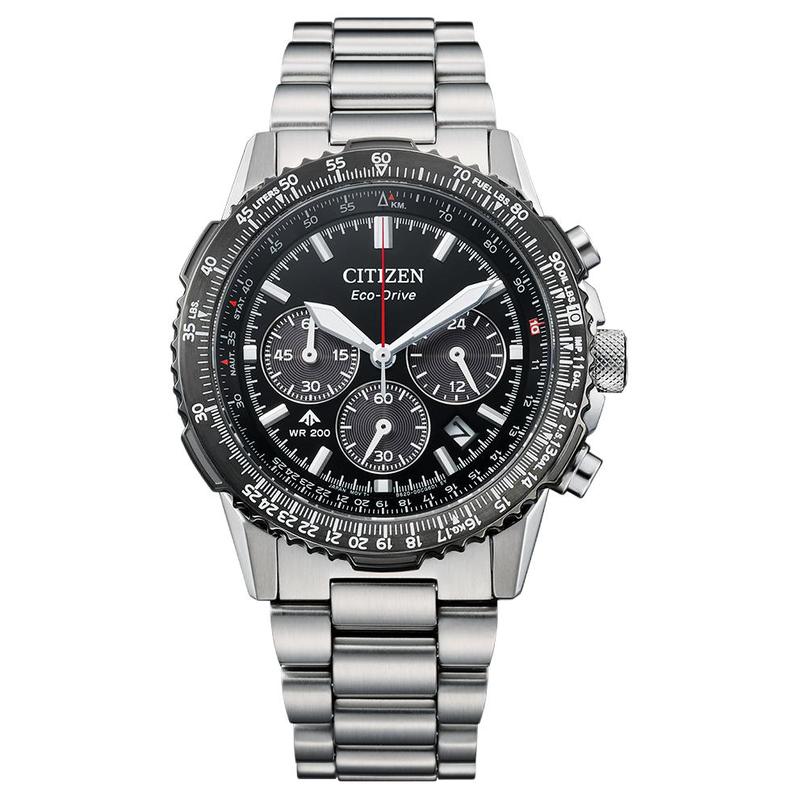 

CITIZEN PROMASTER series 200 meters waterproof 24-hour date display chronograph light Quartz Steel Strap 40mm men s watch black dial CA4664-60E чорний