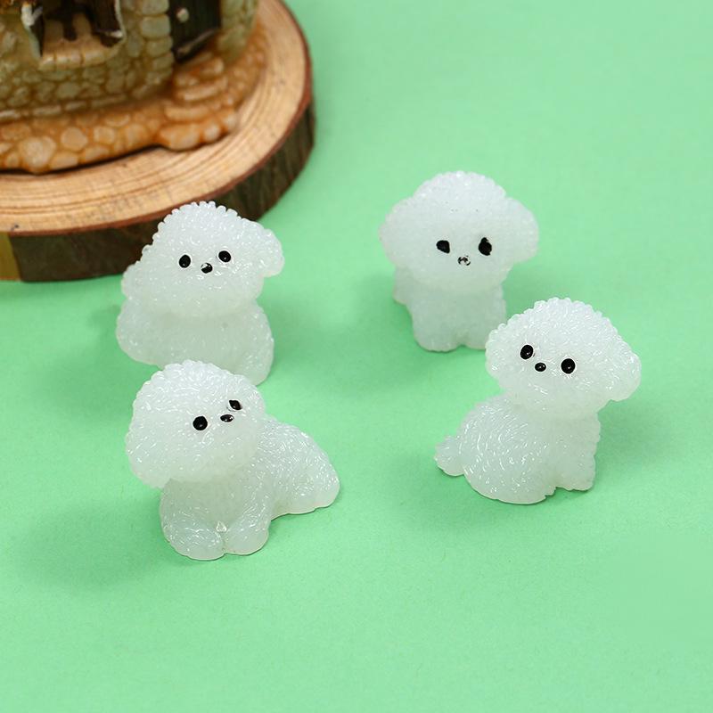 Luminous Bichon Frise Micro Ornament - DIY Resin Jewelry & Car Décor
