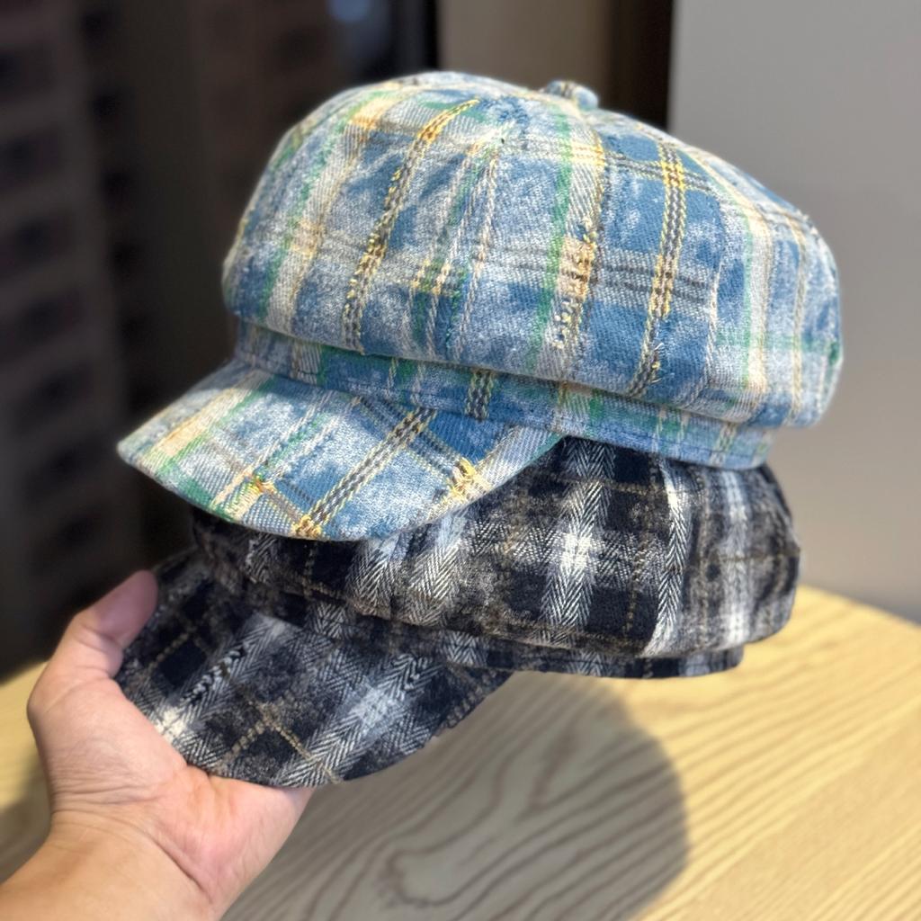 Octagonal Hat for Women Casually Going Out on The Street with Big Head and Face Little Painter's Newsboy Hat Fashionable and Versatile