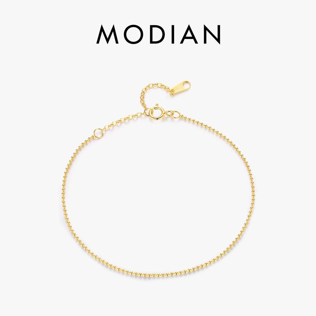 MODIAN 925 Sterling Silver Simple Tiny Thin Beads Stackable Adjustable Bracelets Valentine's Day Gift For Women Fine Jewelry