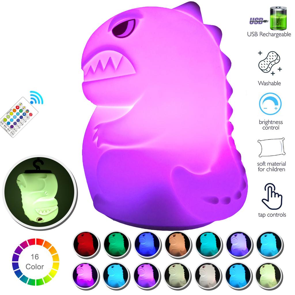 Dinosaur Night Light 16-color Led Touch Control Colorful Color-changing Bedroom Lamp Kids Birthday Gift