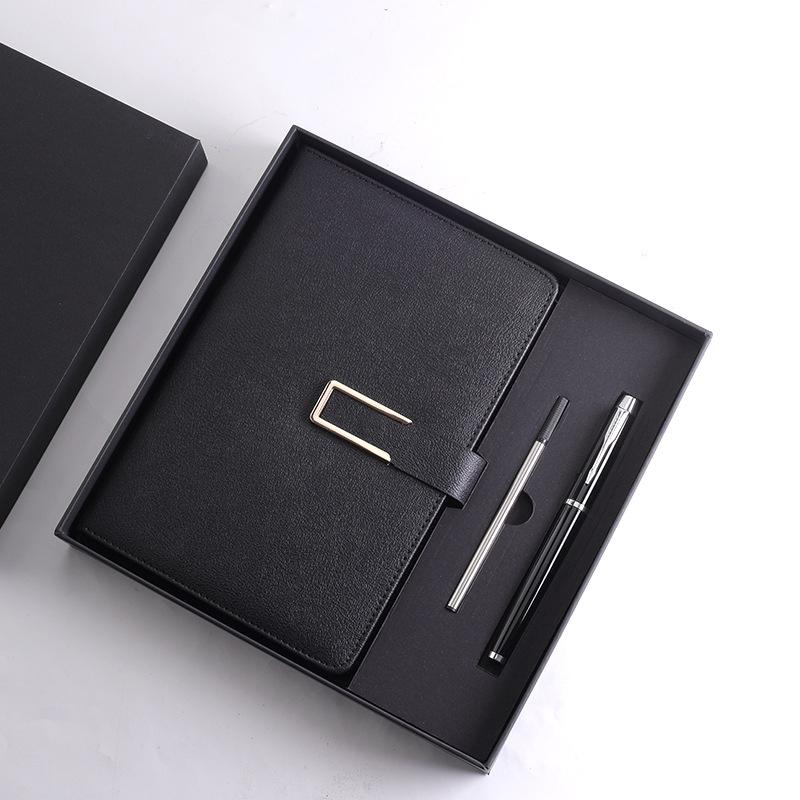 (Gratis gravering av logotyp) A5 kontorsanteckningsbok med presentförpackning, studentdagbok, handbok med spänne, mötesprotokollbok, ämnesanteckningsbok