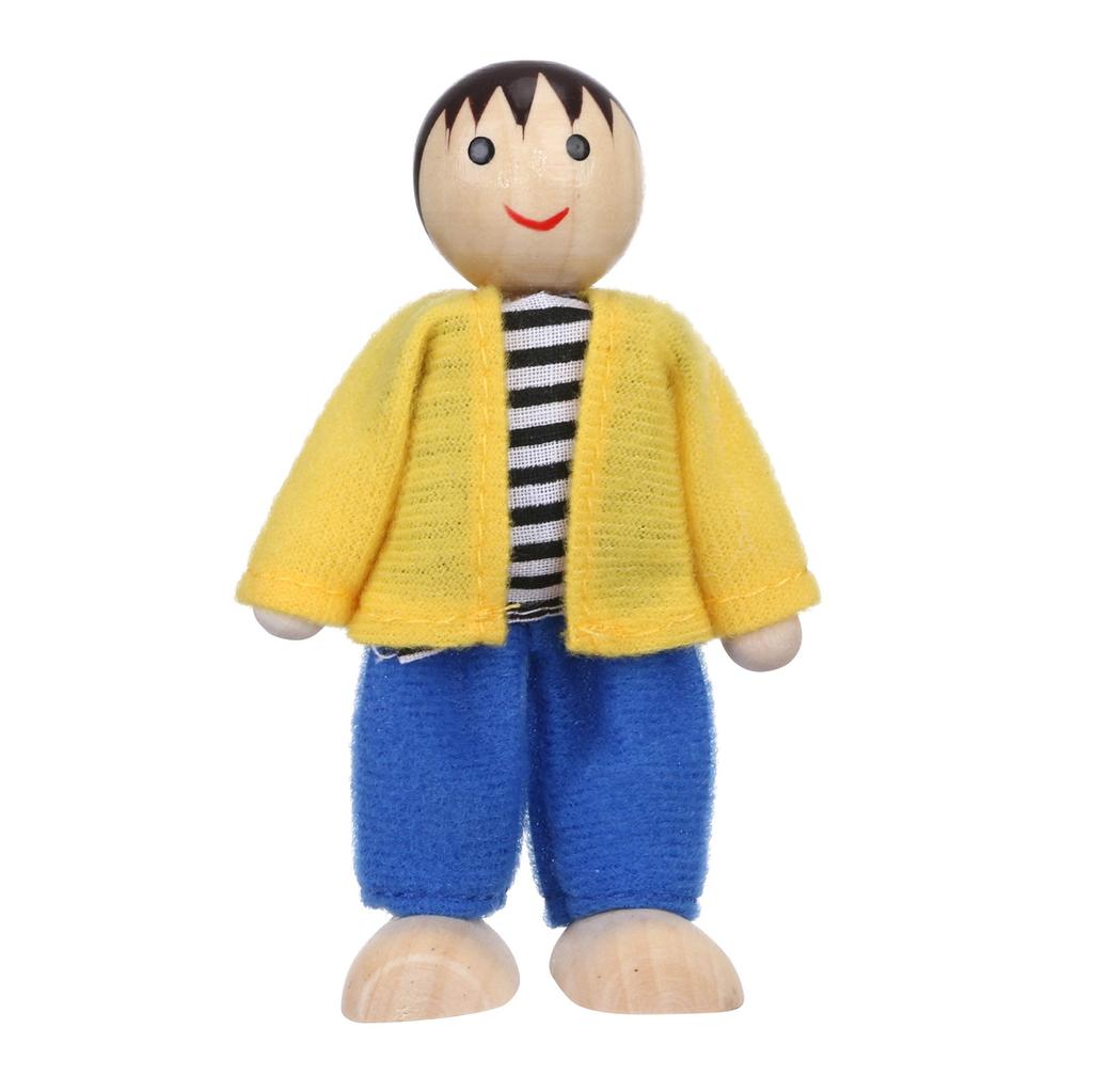 Dzieci Dziewczynki Szczęśliwe Lalki Rodzina Zestaw do Zabawy Drewniane Figurki Zestaw 6 Ludzi Lalki