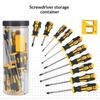 1Set Magnetic Screwdriver Set Magnetic Tips Yellow Manual Repair Tool Kit Handy Bucket Cushion Handle