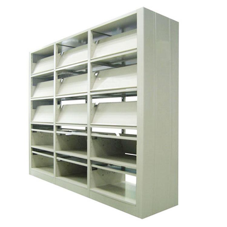 4-Layer Single-Sided Steel Magazine, Newspaper, and Book Rack Cabinet with Lower Shelf