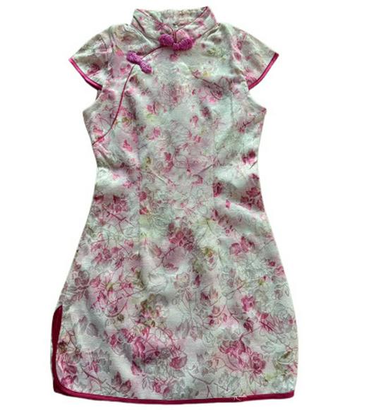 Children's Summer Lace Qipao Dress - Cute Cotton Linen Gown for Girls