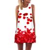 European and American New Digital Printing Round Neck Off-the-shoulder Sleeveless Vest Big Pendulum Loose Medium and Long Dress
