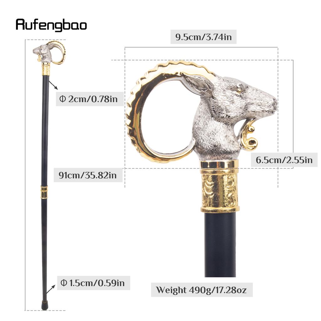 Hvit Gylden Geit Sau Dyr Spaserstokk Dekorativ Cospaly Vintage Party Fasjonabel Spaserstokk Halloween Crosier 91 cm