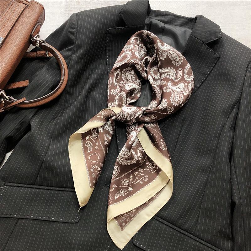 Keep Korean retro foreign style color scheme spring and autumn small square scarf silk scarf women's scarf versatile trench coat shirt decorative scar