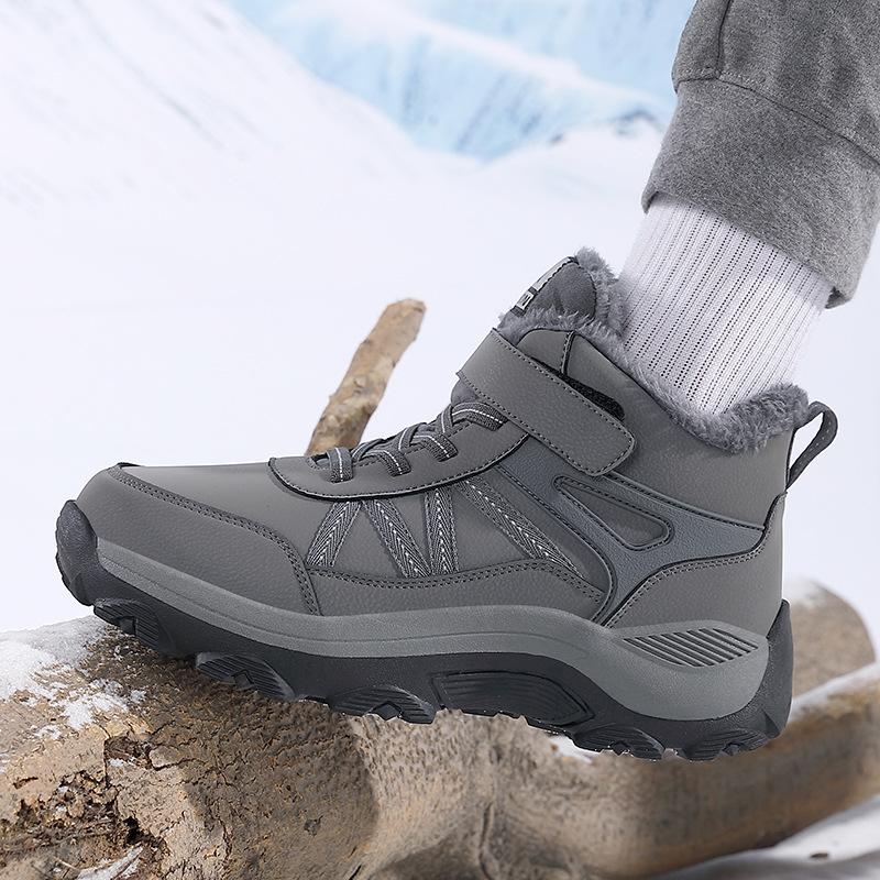 Autumn and winter velvet middle-aged walking shoes men's winter round head cotton warm cotton shoes women's cross-border large size