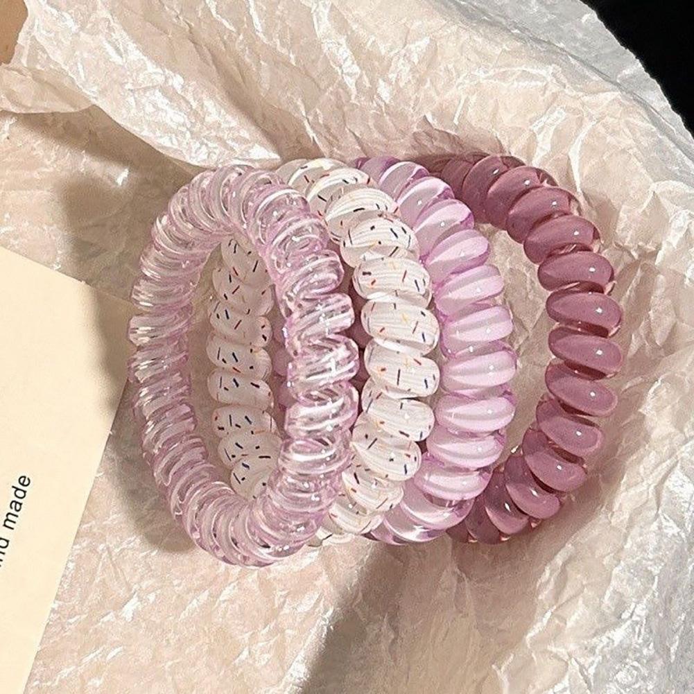 6pcs/set Gradient Telephone Wire Hair Tie Seamless Versatile Translucent Rubber Band Headwear Hair Accessories for Women