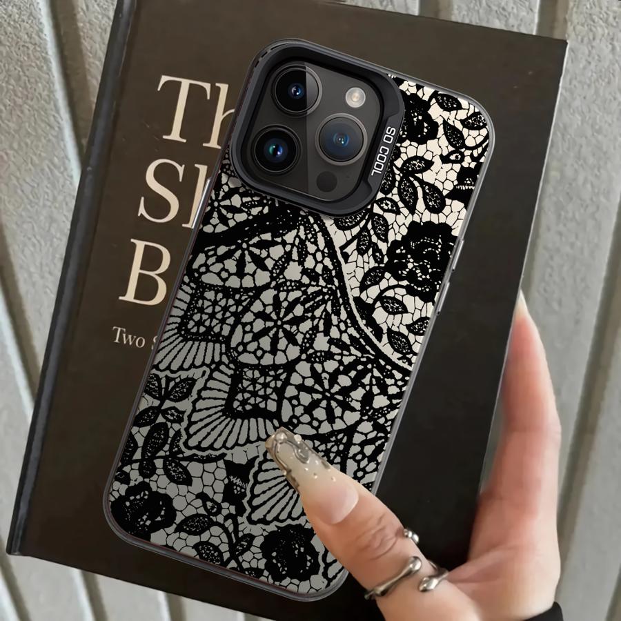 

Задняя крышка чехол для телефона для iPhone 17 Pro Max 16 XS 15 Plus 14 XR 12 Air 11 13 Pro Черное кружево Мода Крутой iPhone 16 Plus