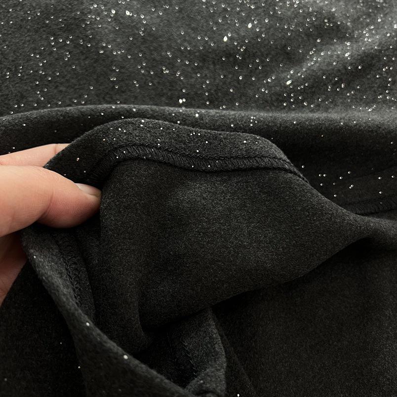 Starry Sky Dot Black Sequin Short Sleeve T-shirt - Women's Minimalist Round Neck, Loose Fit, Spring New Arrival