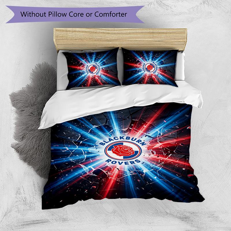 Blackburn Rovers Football Printed 3 Pieces Bedding Set, Comfortable Skin Friendly Bedroom Duvet Cover Set