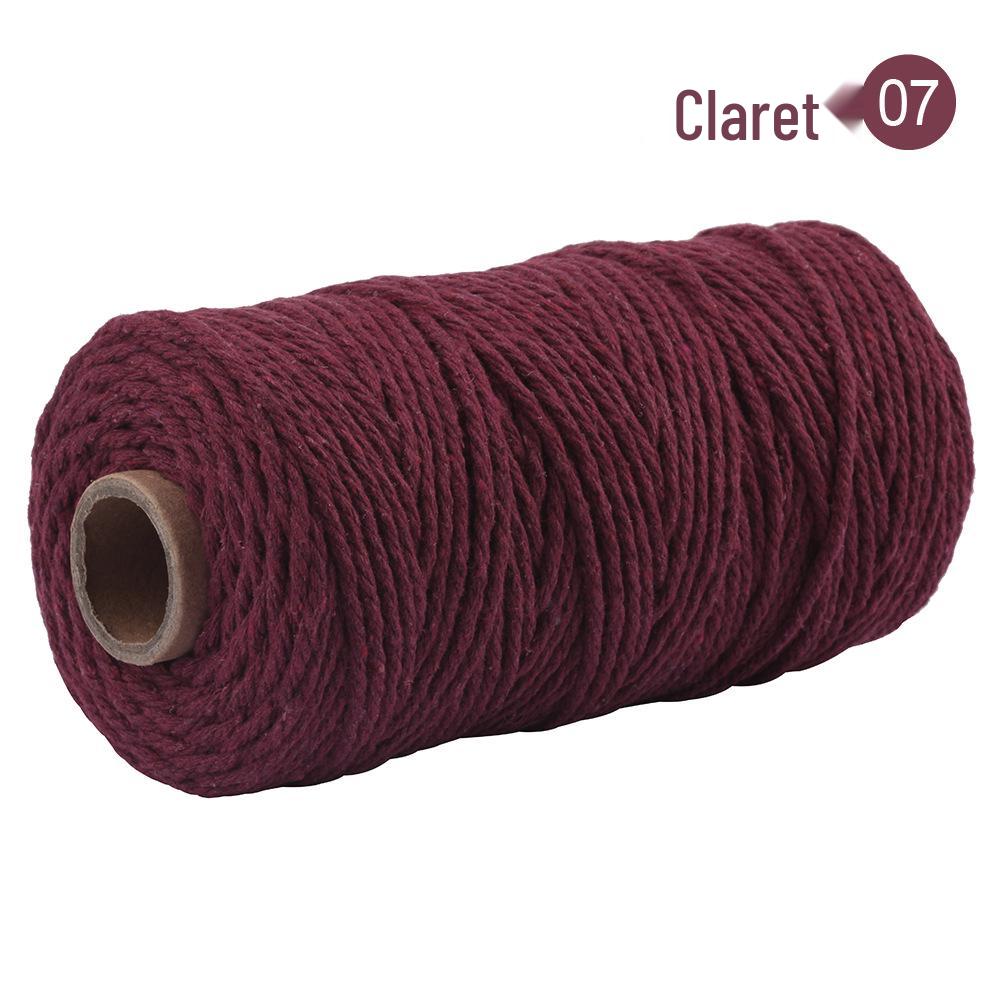 3mm Single-Color Cotton Rope for DIY Weaving - 2mm Thick Tapestry and Binding Thread