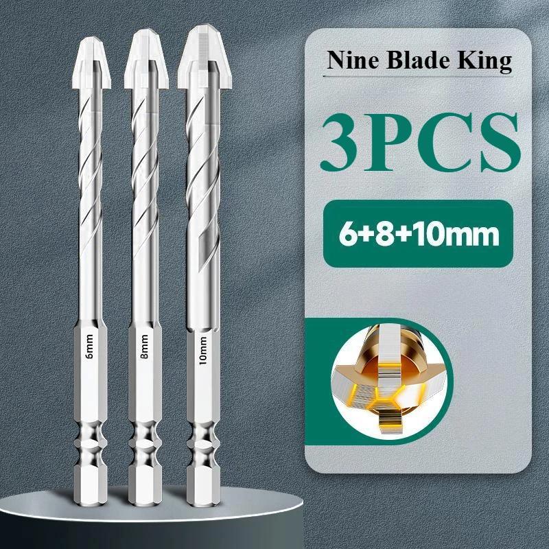 T9 Neun-Klingen Keramikfliesenbohrer zum Bohren Exzentrischer Hochelastischer Beton Handbohrmaschine, Glas Zement Marmor