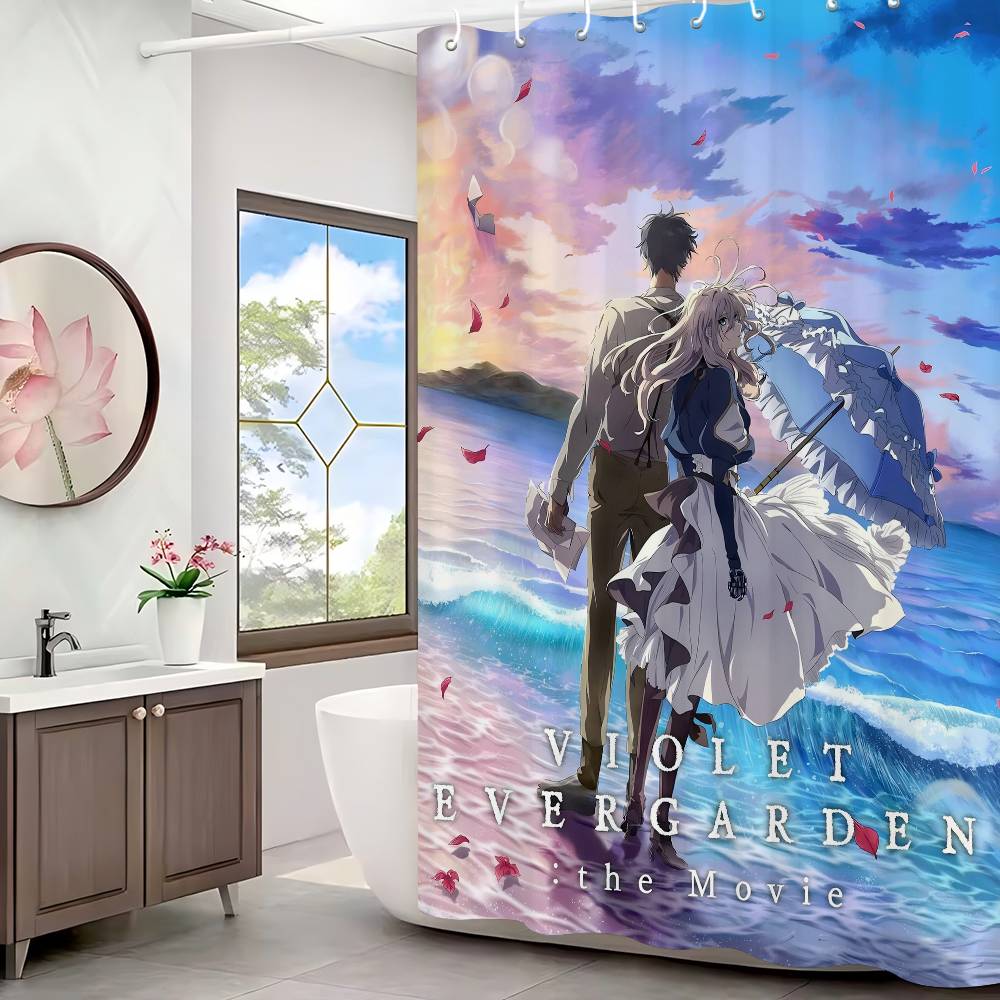 Anime Violet Evergarden Pattern Bathing Curtain Bathroom Shower Curtain Waterproof With 12 Hooks Home Deco