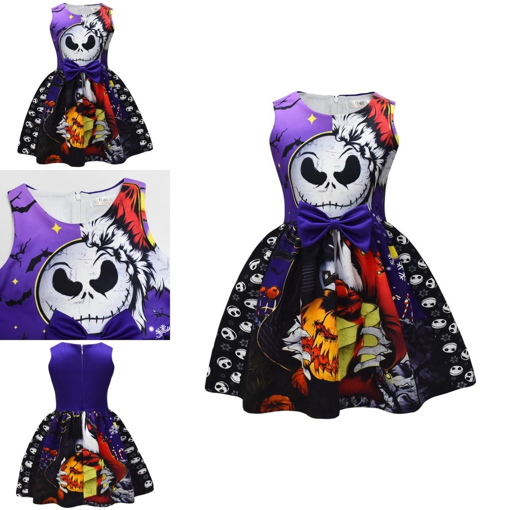 Sally Face Girl Dress With Cotton Blend Fabric And Butterfly Bow For Halloween And Christmas Festivities